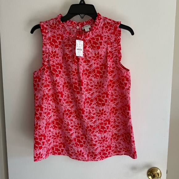 J. Crew Tops - J. Crew Floral Ruffle Trim Sleeveless Blouse